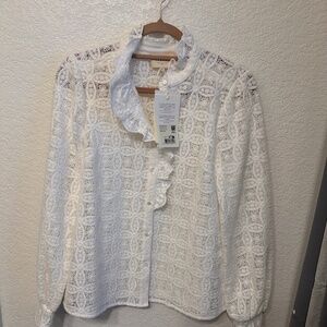 Sezane Chlo Shirt Ecru Guipure Lace - Size 4